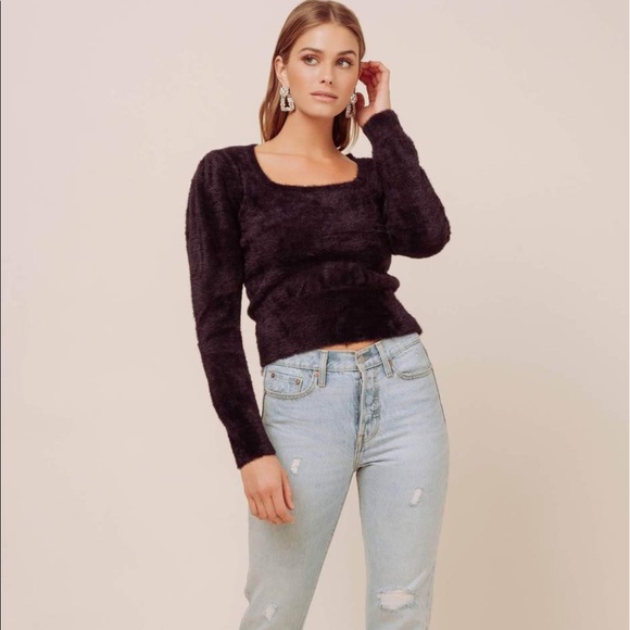 NWOT ASTR Stretchy black fuzzy sweater - Picture 4 of 12